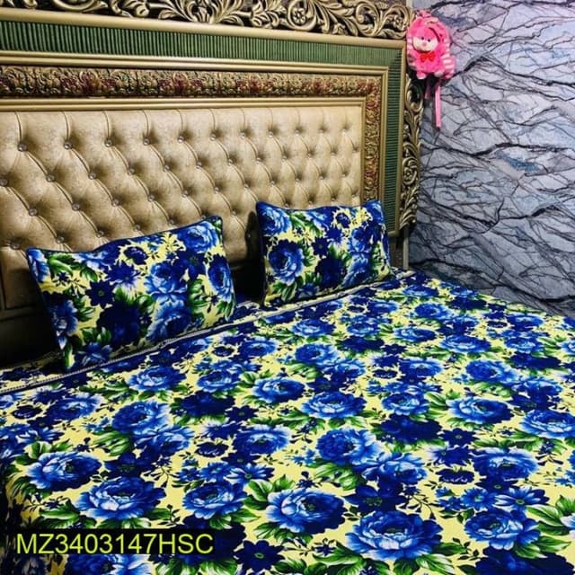 3 Pcs Crystal Cotton Double Bedsheet