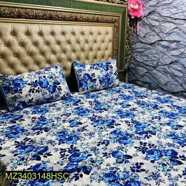 3 Pcs Crystal Cotton Double Bedsheet