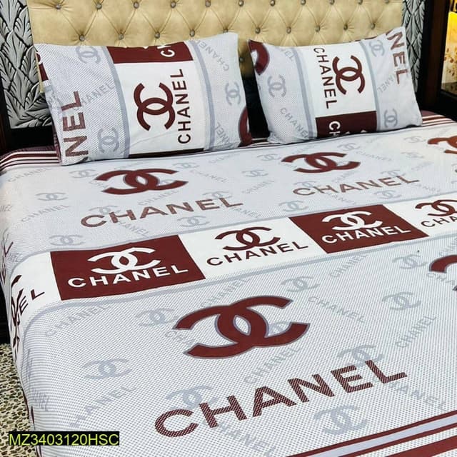 3 Pcs Cotton Double Bedsheet MZ3403123HSC