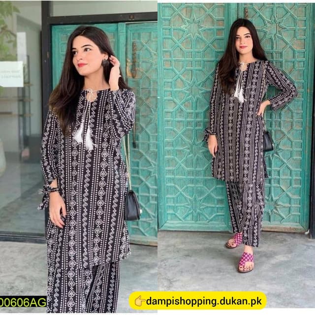 2 Pcs Digital Block Printed Lawn Chunri Suit